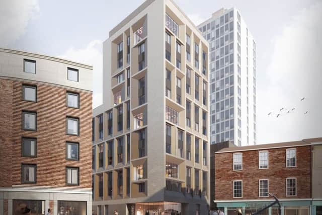 An artists' impressions of the 12-storey building in Wickham Street in Portsea after the Invincible pub is demolished. Picture: Chamberlain Gaunt