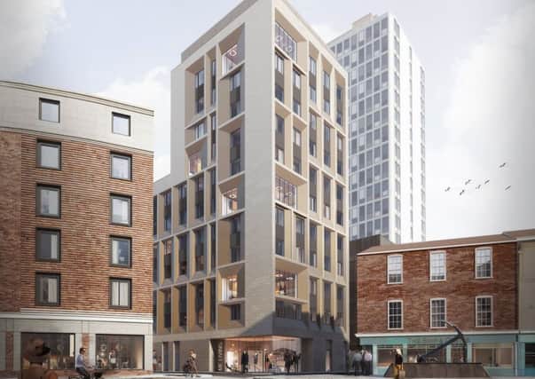 An artists' impressions of the 12-storey building in Wickham Street in Portsea after the Invincible pub is demolished. Picture: Chamberlain Gaunt