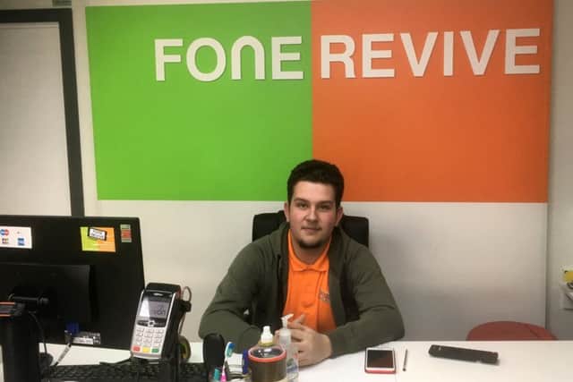 Connor Sherman, sales manager of Fone Revive, Cosham 
(180525-155519001)