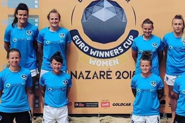 Members of the Portsmouth Ladies Beach Soccer Club team
