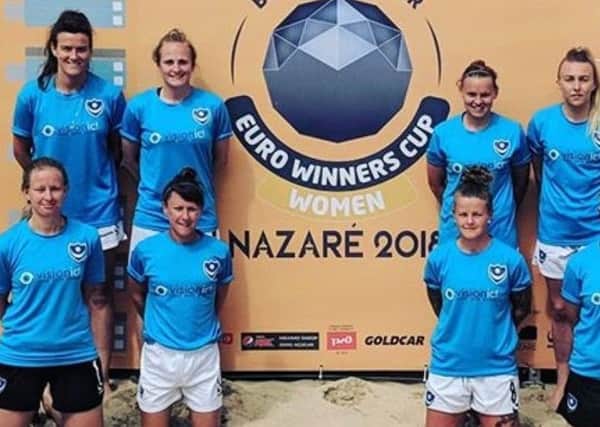Members of the Portsmouth Ladies Beach Soccer Club team