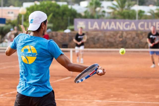 A tennis exhibition was held during the staycation.