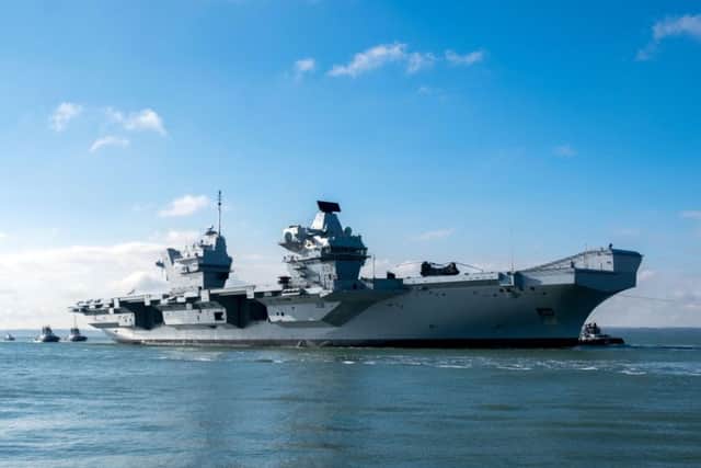 HMS Queen Elizabeth when she returned to Portsmouth Harbour after sea trials. Photo: Steve Parsons/PA Wire