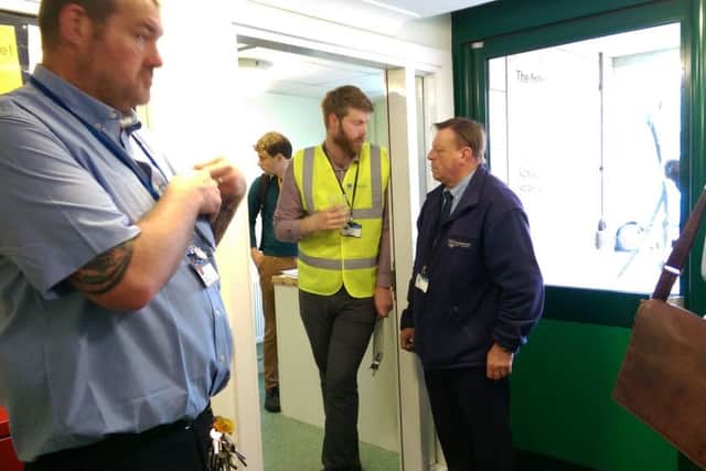 Council workers inside Horatia House today in Portsmouth. Picture: Malcolm Wells
