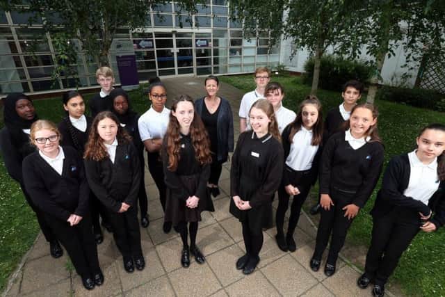 Rights Respecting Ambassadors from Admiral Lord Nelson School, Portsmouth, who visited Downing Street and met the prime minister and a host of Soccer Aid stars. Picture: Chris Moorhouse