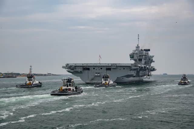 HMS Queen Elizabeth leaving Portsmouth yesterday Picture: BAE Systems