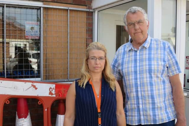 Lorraine and Stuart Pottinger outside Jacob's Well Care Centre in Toronto Place in Gosport after it was burgled