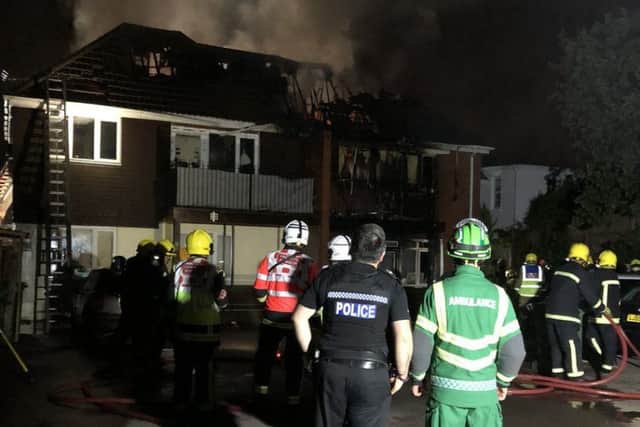 Firefighters and police at the scene of the fire in Botley Road, Park Gate. Picture: SCAS HART