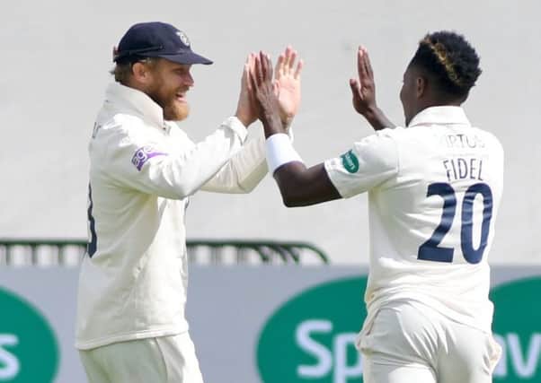 Hampshire fast bowler Fidel Edwards took five wickets in Surrey's first innings. Picture: Neil Marshall