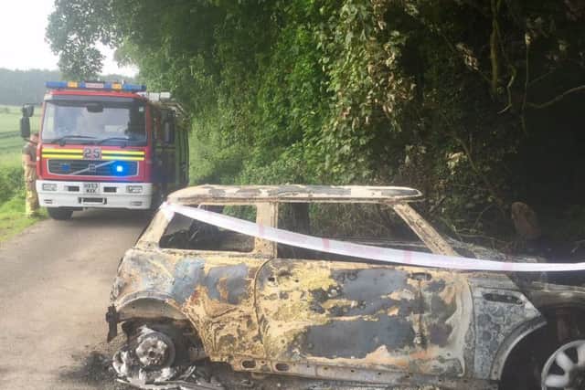 Firefighters warned of joyriding after attending this burned-out car. Picture: Horndean fire station