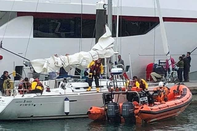 RNLI Cowes lifeboat and the Lee-on-the-Solent helicopter were called to rescue a man.