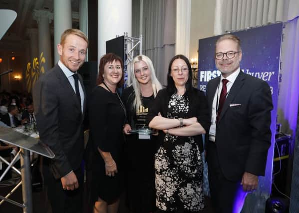 Lawcomm Solictors, in Whiteley, won Best Law Firm for Conveyancing at the 2018 First Time Buyer Readers' Awards From left to right: Johnnie Irwin, presenter, Rebecca Freeman, Business Development & Relationship Manager, Kerry Upton, Shared Ownership & New Build Conveyancer, Lesley Price, Head of Department - Shared Ownership & New Build, Stephen Harker, Sponsor, Managing Partner & Head of Property Department. Picture: Lawcomm Solicitors