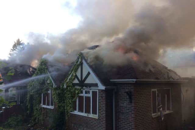 The former Upland Park Hotel and Conference Centre in Droxford, near Bishops Waltham, part of which is now destroyed. Picture: Fareham Fire Station