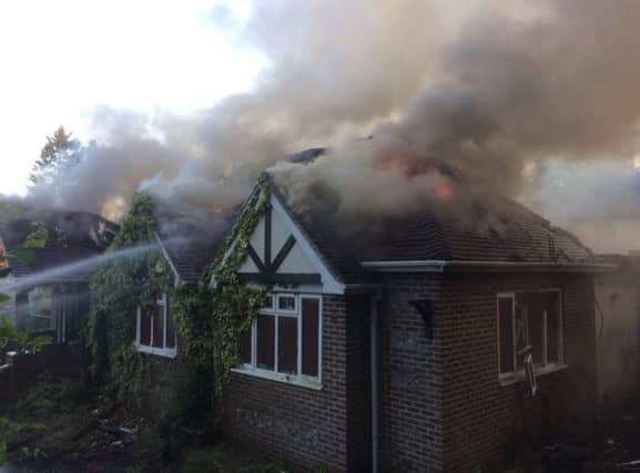 The former Upland Park Hotel and Conference Centre in Droxford, near Bishops Waltham, part of which is now destroyed. Picture: Fareham Fire Station