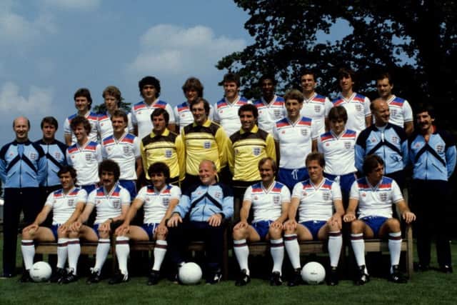Steve Foster, back row, third left, with the England squad in 1982