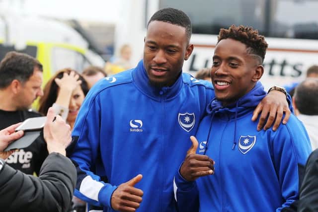 Nicke Kabamba, left, and Jamal Lowe. Picture: Joe Pepler