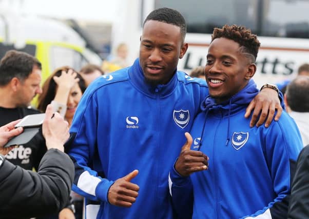 Nicke Kabamba, left, and Jamal Lowe. Picture: Joe Pepler