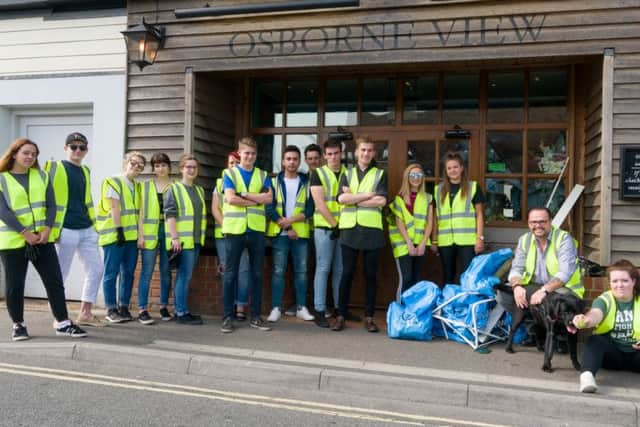 Staff at The Osbourne View, Hill Head, who picked litter on their local beach