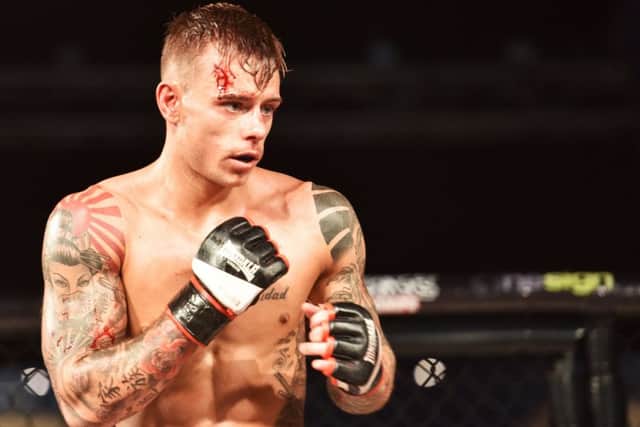 Cameron Hardy suffered a deep cut in his win over Bailey Gilbert at Made4TheCage 27: Vendetta. Pictures: Angy Ellis/ Made4TheCage