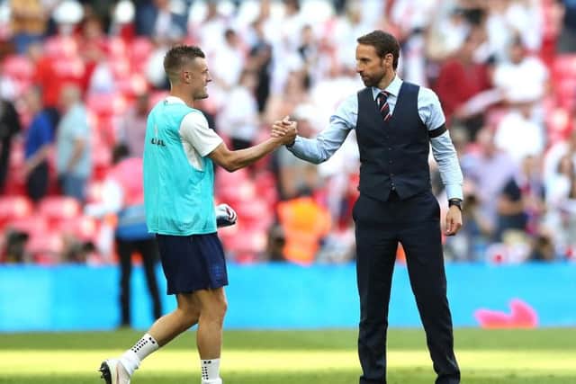 Jamie Vardy and Gareth Southgate. Picture: PA Images