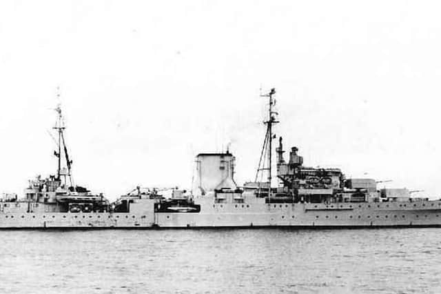 HNMZS Achilles, a veteran of the battle of the River Plate. After the war she was sold to India and was finally broken up in 1978 when 55 years old.