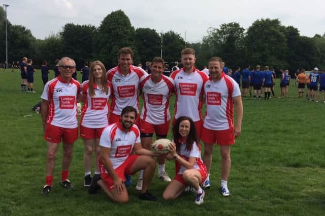 The Lambert Smith Hampton team at the annual touch rugby event, which raised Â£2,000 to help fight prostate cancer in memory of a much-loved former colleague Jeremy Young.  Picture submitted