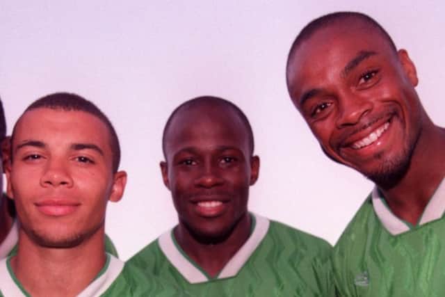 Reggae Boys Deon Burton, Paul Hall and Fitzroy Simpson