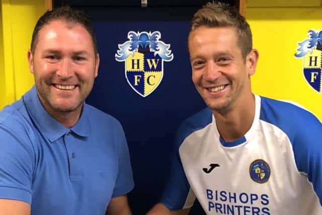 Paul Robinson, right, with Hawks boss Lee Bradbury