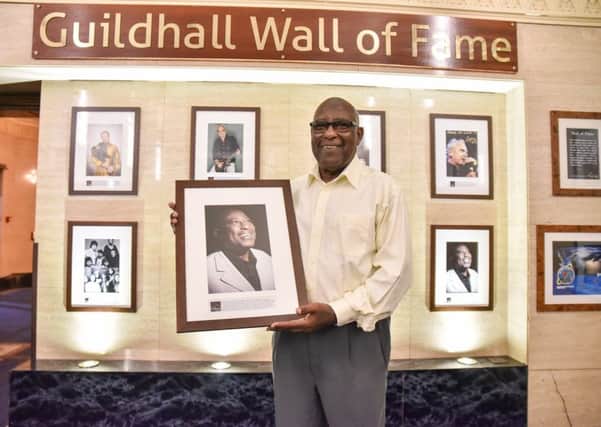 Soul singer Jimmy James being inducted in Portsmouth Guildhall's Wall of Fame