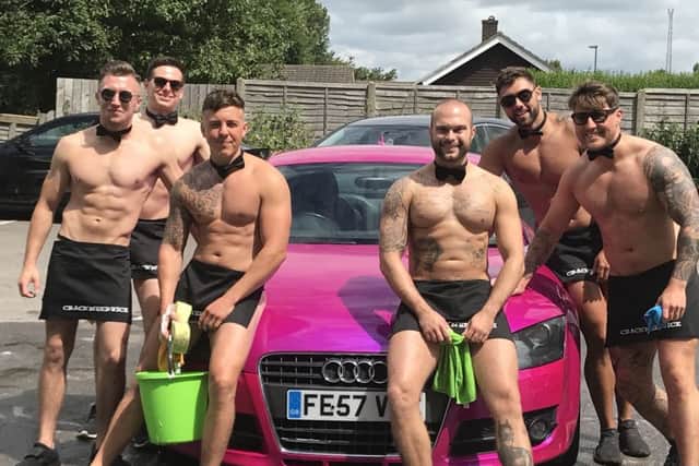 Naked Butler Charity Car Wash was held in Southbourne to raise money for Prostate Cancer UK. Picture: Tracey Ritchie.