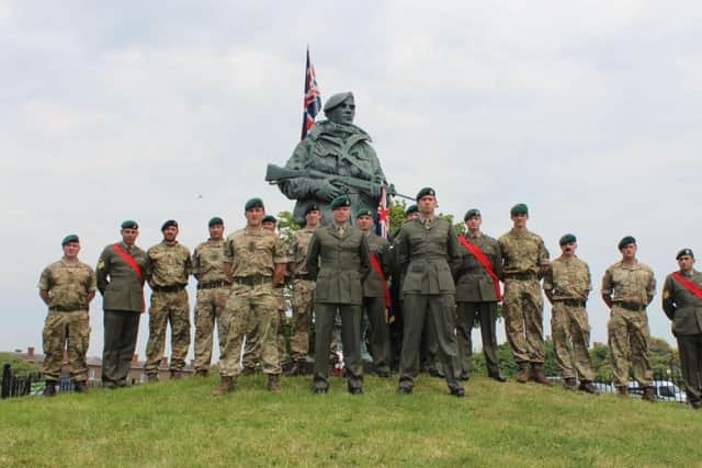 Royal Marines and sailors from HMS Bulwark Royal Marines squadron gathered on Eastney Beachin June 2016 for a poignant commemoration of the loss of landing craft during the 1982 Falklands Conflict