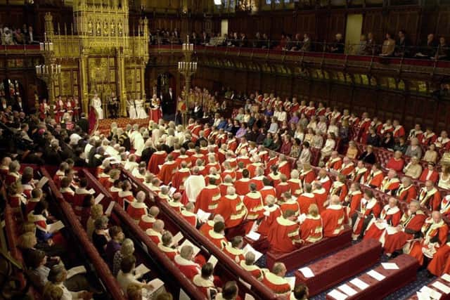 The Queen making a speech in the House of Lords. PA Photo: John Stillwell