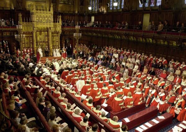 The Queen making a speech in the House of Lords. PA Photo: John Stillwell