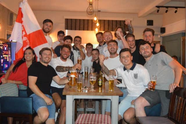 Supporters enjoying the atmosphere at The Portsbridge pub in Cosham