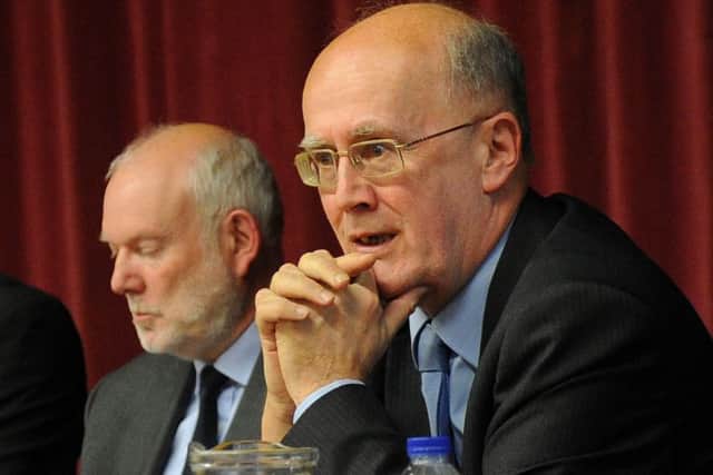 Gosport's Liberal Democrats leader Peter Chegwyn with Conservative leader Mark Hook in the background.Picture: Allan Hutchings (141422-198)