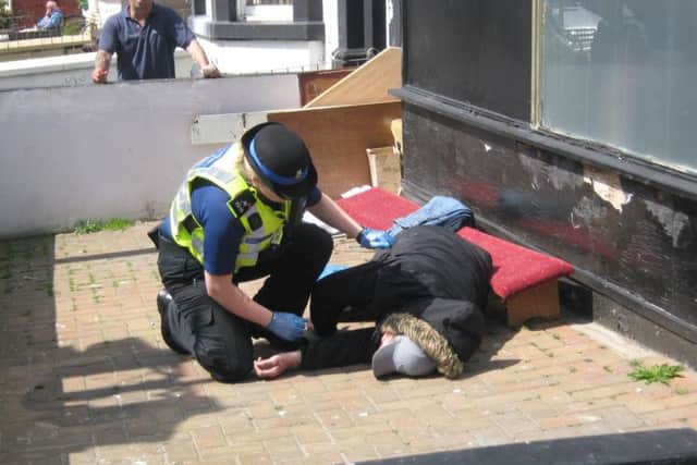 Police in Portsmouth have found people under the influence of the drug spice, similar to this person in another city