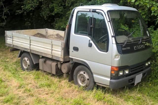 The stolen flatbed truck