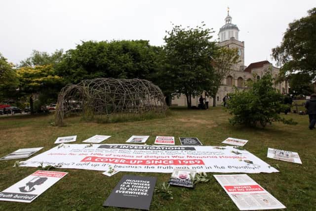 The scene outside Portsmouth Cathedral today                   Picture: Chris Moorhouse