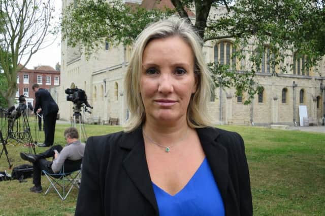 Gosport MP Caroline Dinenage at Portsmouth Cathedral for the release of the report into deaths at Gosport War Memorial Hospital