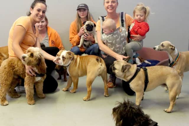From left - Manager Lisa Kingman, Kayley Pepall, Hollie Griffiths and owner-Briony McNamara with her children Sullivan, 7 months, and Florence, 2