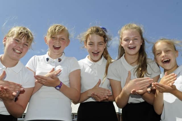 Bedenham Primary School pupils (from left) Sofia Nash (11), Kimberley Thomson (11), Jessica Sutton (11), Sophie Boothby (11), and Tiffany Taylor (10)
Picture Ian Hargreaves  (180498-1)