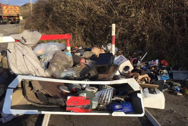 Rubbish flytipped near Portsdown Hill Road in Portsmouth