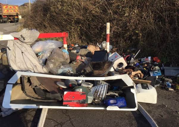 Rubbish flytipped near Portsdown Hill Road in Portsmouth