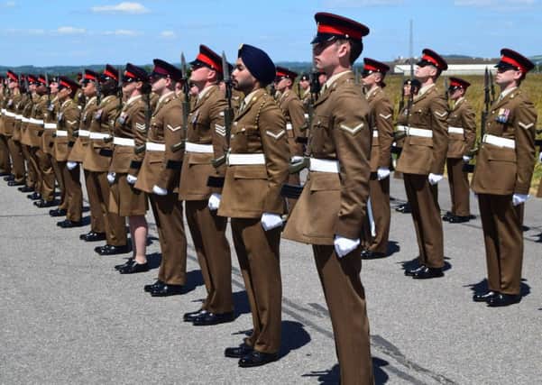 Soldiers from 42 Air Defence Support Battery Royal Artillery at Baker Barracks on Thorney Island during their decentralisation parade marking the break-up of their unit. PHOTO: Tom Cotterill