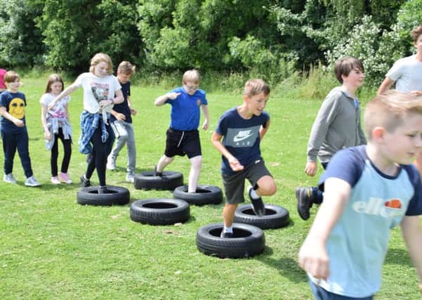 Youngsters taking on the Race for Life event at Brune Park Community School in Gosport.