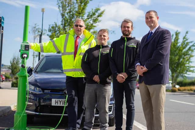 Park and Ride for Clean Air Day
at Portsmouth Park and Ride (from left) Peter Lagesse (City EV), Steve McKeon (Portsmouth Cycle Exchange), Aaron Benham (Velopy) and Cllr Dave Ashmore (Cabinet Member for Environment and Safety)
