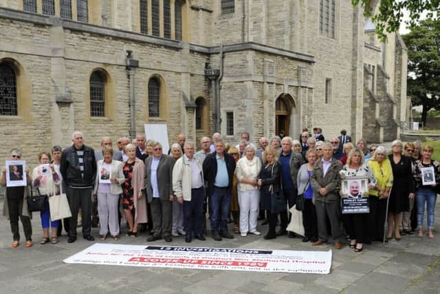 Families in Old Portsmouth after the Bishop of Liverpool, the Rt Rev James Jones, unveiled a report into deaths at Gosport War Memorial Hospital in Portsmouth Cathedral.
At least 456 patients died after being given opioids 'without medical justification'.
Picture: Malcolm Wells (180620-5105)
