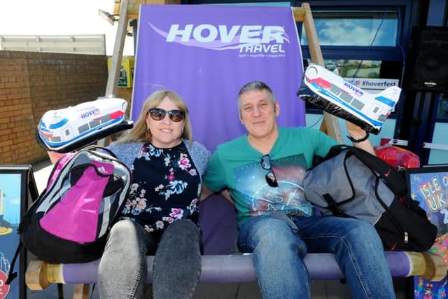 Rachel (46) and Steve (49) Griffiths from Telford head over for their first Isle of Wight festival.
Picture: Sarah Standing (180531-7724)