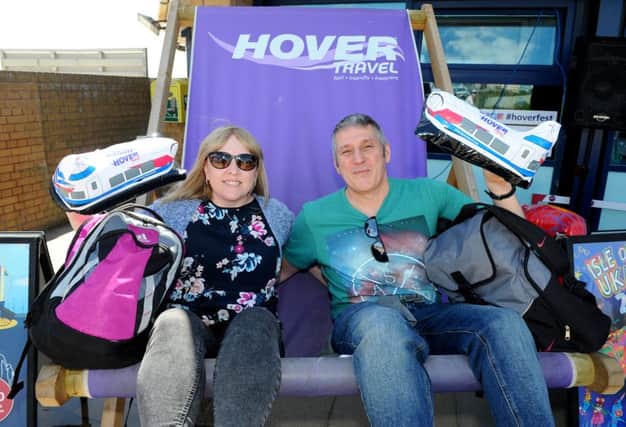 Rachel (46) and Steve (49) Griffiths from Telford head over for their first Isle of Wight festival.
Picture: Sarah Standing (180531-7724)