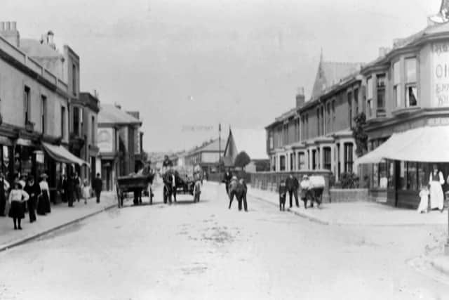 THEN:  An Edwardian scene in Somers Road, Southsea, looking north. Pains Road is on the right. Picture: Barry Cox Collection.